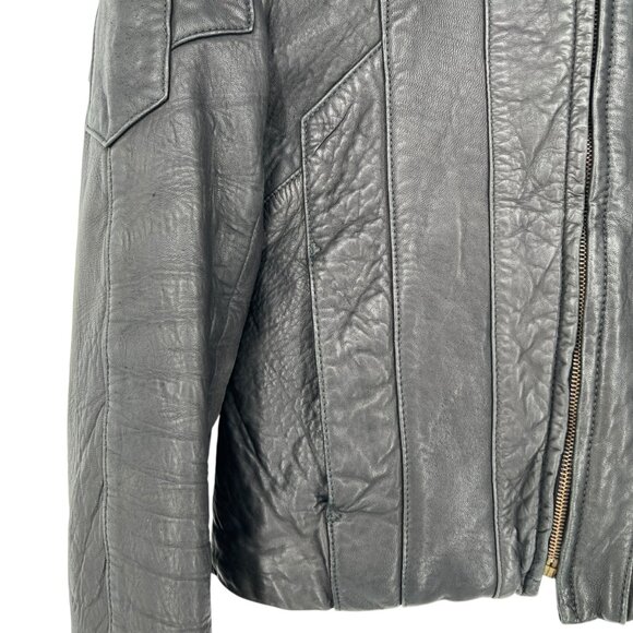Hideout Vintage Womens Leather Jacket Moto Apparel Black Size 36 - Picture 6 of 16